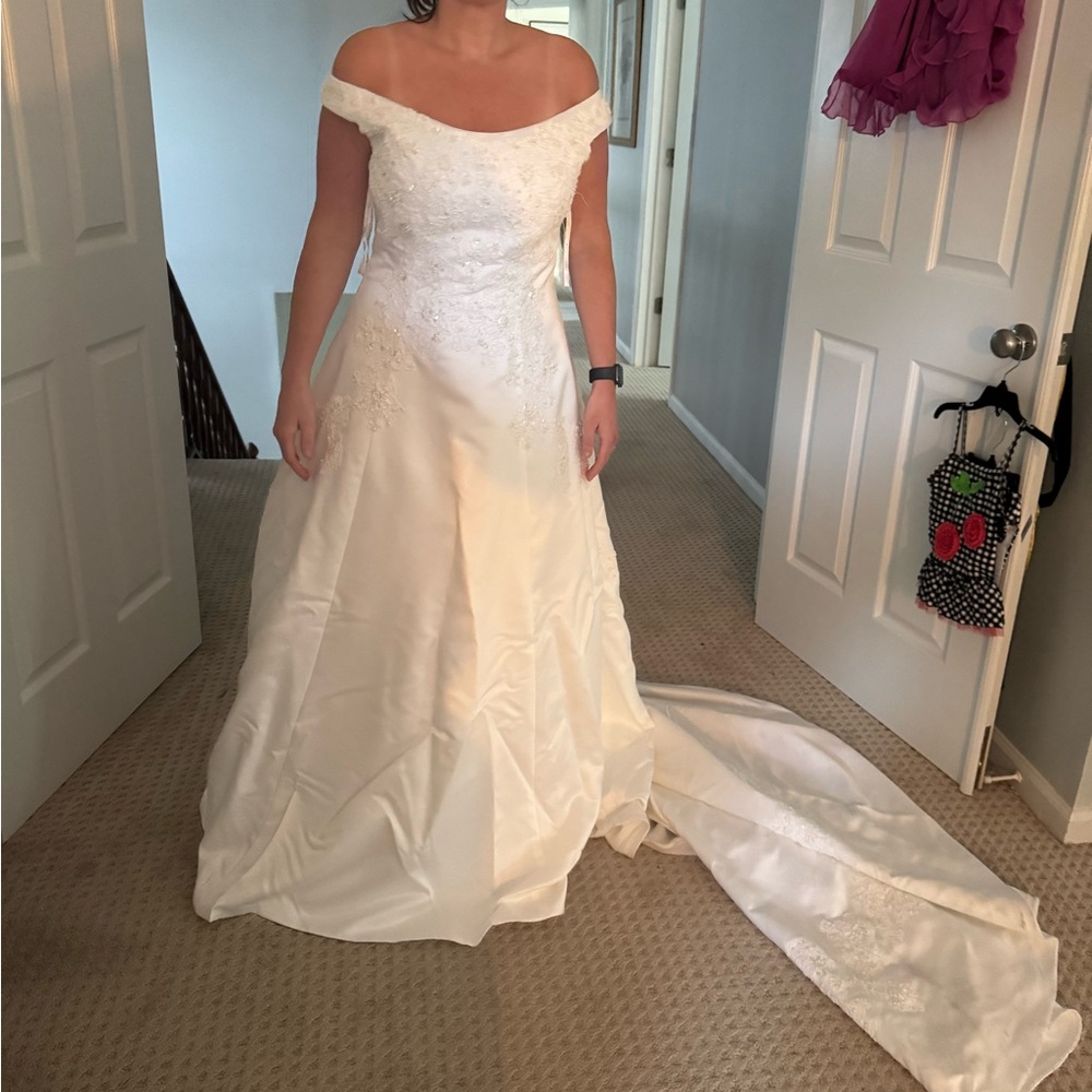 Mori Lee by Madeline Gardener Off-Shoulder White Wedding Dress